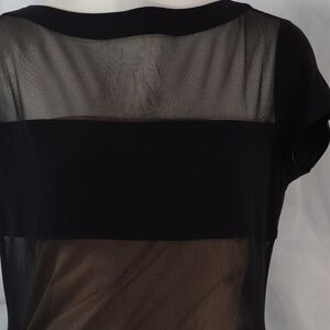 Joseph Ribkoff Black and Nude Mesh Striped Dress SZ 12 #B 136 -MX